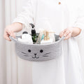 Small Woven Rope Storage Basket, Cute Cat Toy Basket for Living Room, Baby Baskets for Nursery, Gift Baskets Empty for Baby Shower, Grey, 9.8 x 4 inches