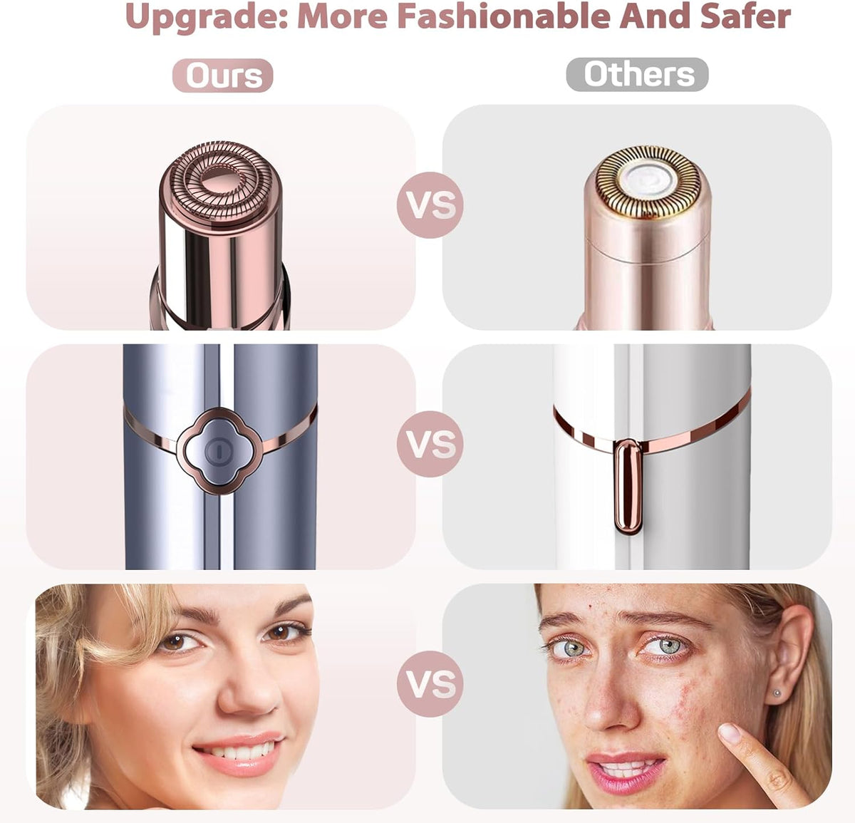 gurelax Facial Hair Removal for Women, Painless Face Shaver with 2 Heads