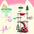 SHA CERLIN 67in Tall Cat Tree/Climbing Tower with Top Perch, Hammock, Sisal Scratching Posts/Cute Condo for Indoor Kitties/Pet Feline House/Activity Center/Christmas Decor/Green & Red