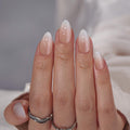 BTArtbox Press On Nails, Liquid Radiance, Medium Almond, Cat Eye, 32Ct | Lamp-Curable 4-Week Wear, Salon-Quality Natural Nails, 10-Minute Easy Daily Application, 16 Sizes, All-in-One Complete Kit