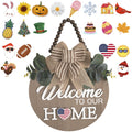 Welcome Sign for Front Door 12 in Wreath Decorations for All Seasons Brown