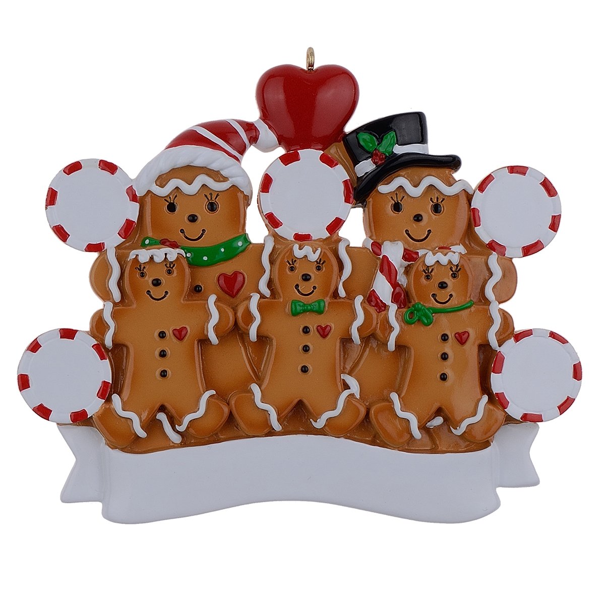 Family of 4 Gingerbread Christmas Ornament Personalized for Grandparents, Kids, Friends