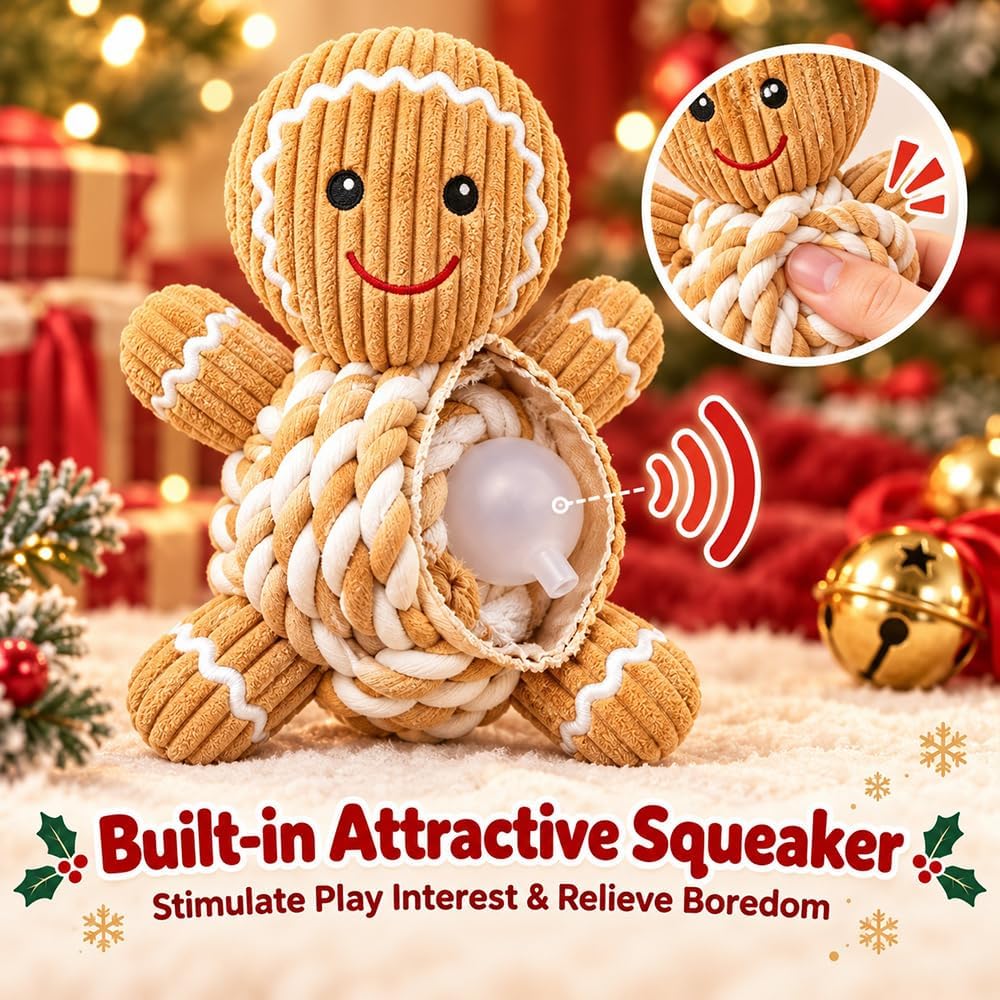 Christmas Dog Squeak Toys, Interactive Dog Toys for Aggressive Chewers