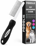 Poodle Pet Detangling Pet Comb with Long & Short Stainless Steel Teeth for Removing Matted Fur, Knots & Tangles – Detangler Tool Accessories for Safe & Gentle DIY Dog & Cat Grooming