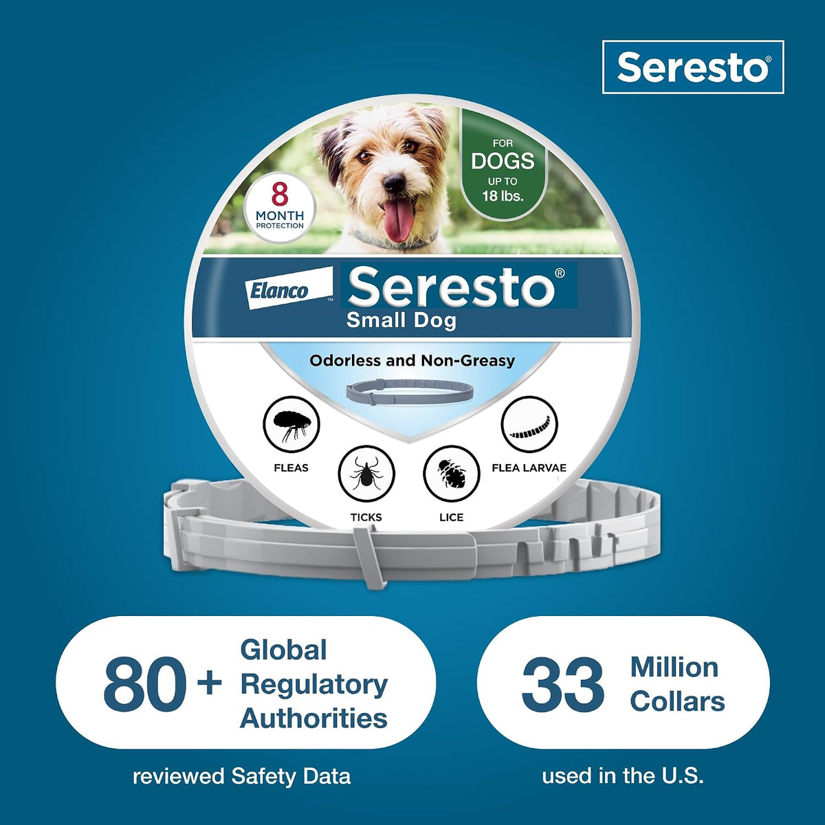 Seresto Small Dog Vet-Recommended Flea & Tick Treatment & Prevention Collar for Dogs Under 18 lbs. | 8 Months Protection