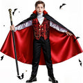 Boys Vampire Costume Set, Halloween Party Vampire Cosplay Outfit with Cape, Shirt, Pants & Cane, kids dracula costume