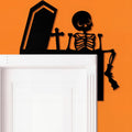 Yaocom 11.8" x 11.8" Metal Halloween Door Topper, Black Skeleton Sign