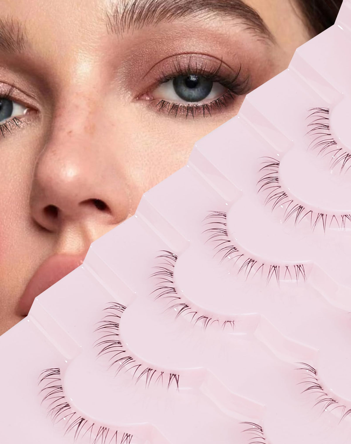 Natural Lashes That Look Like Extensions Strip Lashes Natural Look Thin Band Wispy Eyelashes 13mm Cat Eye False Eyelashes Foxy Eye Lashes 12 mm 7 Pairs S10
