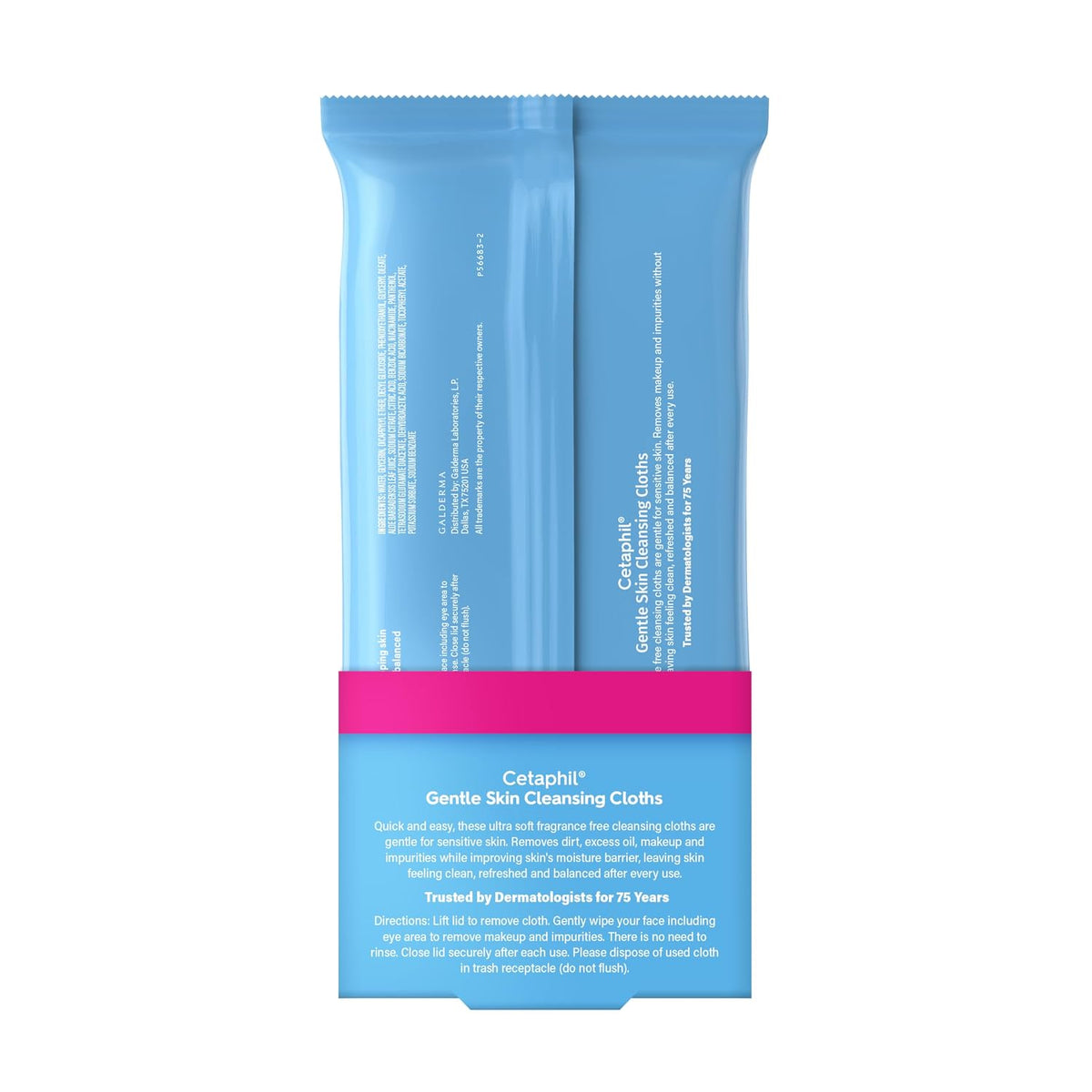 Cetaphil Cleansing Face & Body Wipes, Fragrance Free, 50ct, 2-Pack | Twin Pack, Hypoallergenic, Fragrance Free, Dry & Sensitive Skin, Flip-Top Closure, For Gym, Travel & Car Use