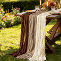 Fall Table Runner Terracotta Cheesecloth Boho Wedding Thanksgiving Decor