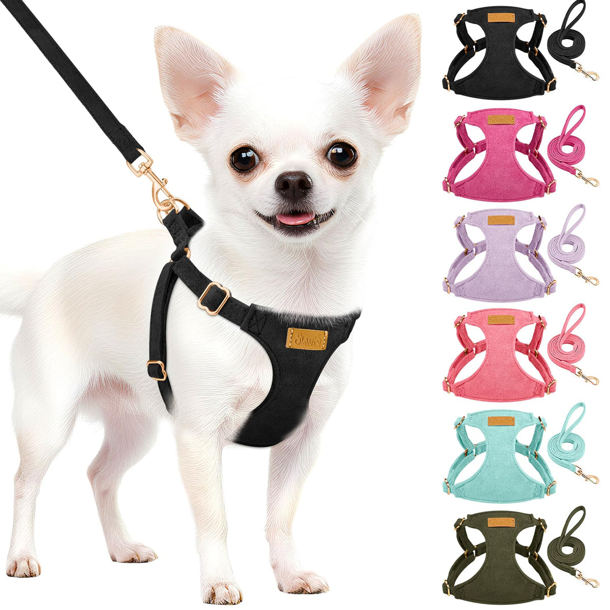 SlowTon No Pull Dog Harness with Leash for Small Medium Dogs, Flower XXS