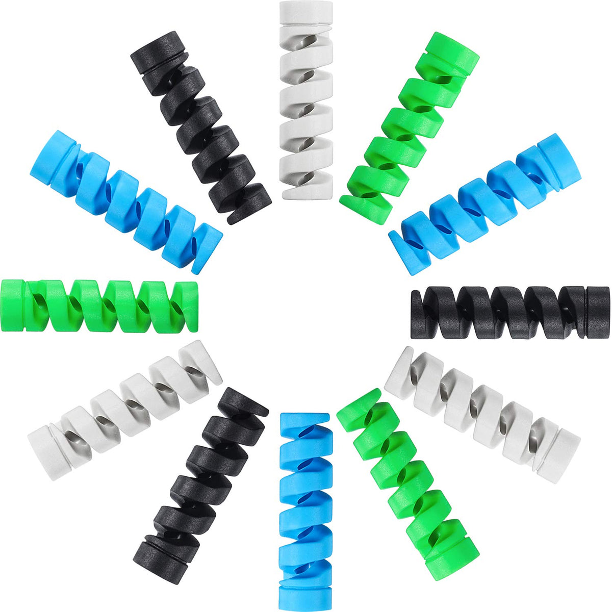 Jetec 12 Pcs Charging Cable Protector Silicone Spiral Charger Cable Saver