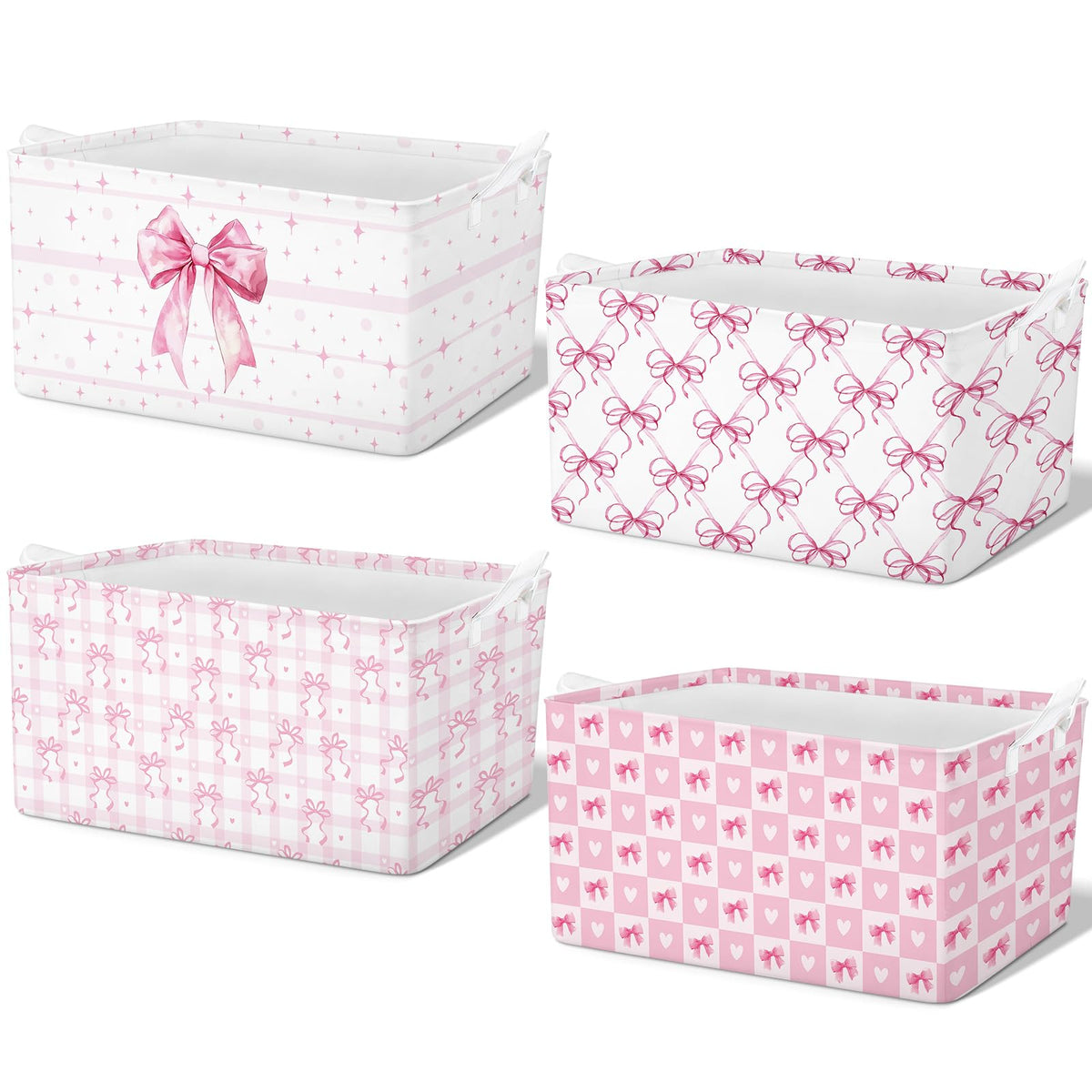 4 Pcs Thanksgiving Storage Basket Empty with Handles, Large Fabric