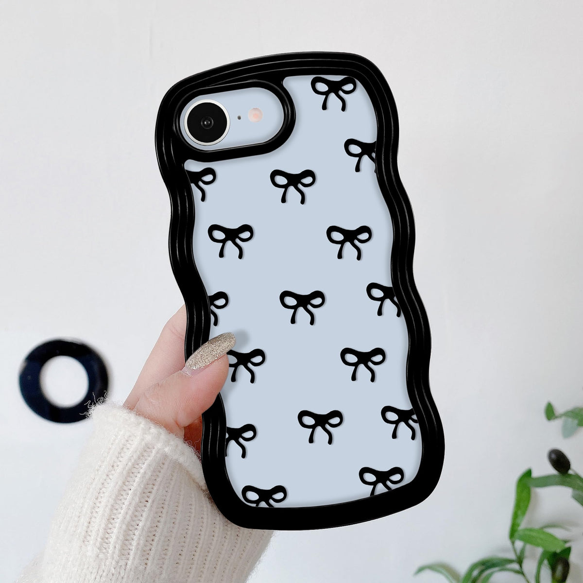 QLTYPRI Bow Case for iPhone 13/iPhone 14 Wavy Fame, Pink