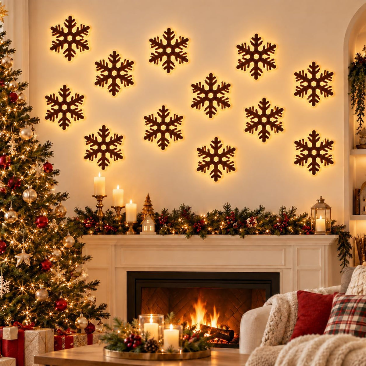 LED Reindeer Wall Decorations,3D Wooden Christmas Lighting Decor
