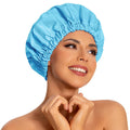 Edoneery Reusable Shower Caps for Women, Waterproof Long Hair Bonnet | Washable Design, Wide Elastic Band, Large Fit, Holds Long Hair, Braids Friendly, Bath Accessories, Spa, Travel