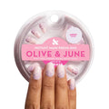 Olive & June Instant Mani Press-On Nails, HZ Velvet, Short, Round | Salon-quality glue-on manicure kit; 42 non-toxic fake nails in 21 sizes, recycled materials, realistic look, lasts 14 days