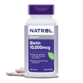 Natrol Biotin 10000mcg, 4X Faster Dissolve Supplement for Healthy Hair, Skin and Nails for Those Low in Biotin, Plus Energy Metabolism Support, 60 Tablets, Up to a 60 Day Supply