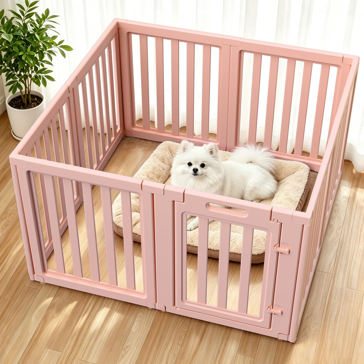 Dog Playpen, Clear Dog Pen, Dog Pen Indoor, Easy to Install and Remove Dog Play Pen, Puppy Playpen Suitable for Dogs, Cats,Dog Playpen Indoor (White, 23.6 inch Height, 8 Panels)