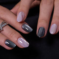 CurvLife Short Oval Chrome Nude Press On Nails, Champagne Pearl, Soft Gel | 32PCS 16 Sizes, Salon-Quality Natural Fake Nails, Curved Fit, 7-14 Day Glue-On Wear, Reusable Stick-On Nails, Press-On Kit