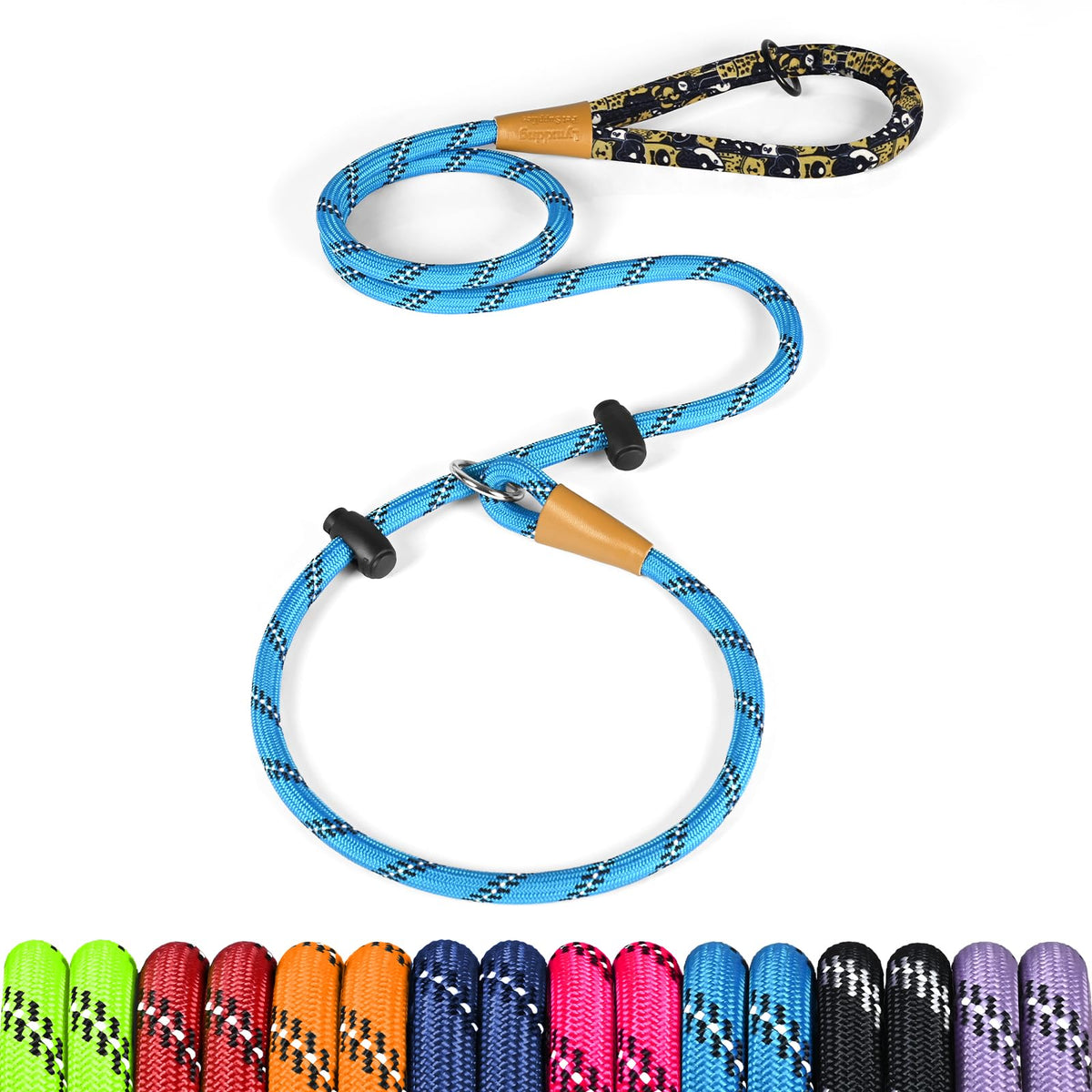 lynxking Slip Lead Dog Leash Reflective, Heavy Duty Comfortable Strong Rope for Large Medium Small Dogs No Pull Pet Training (Black, Large 1/2in x 6ft-Slip Lead)