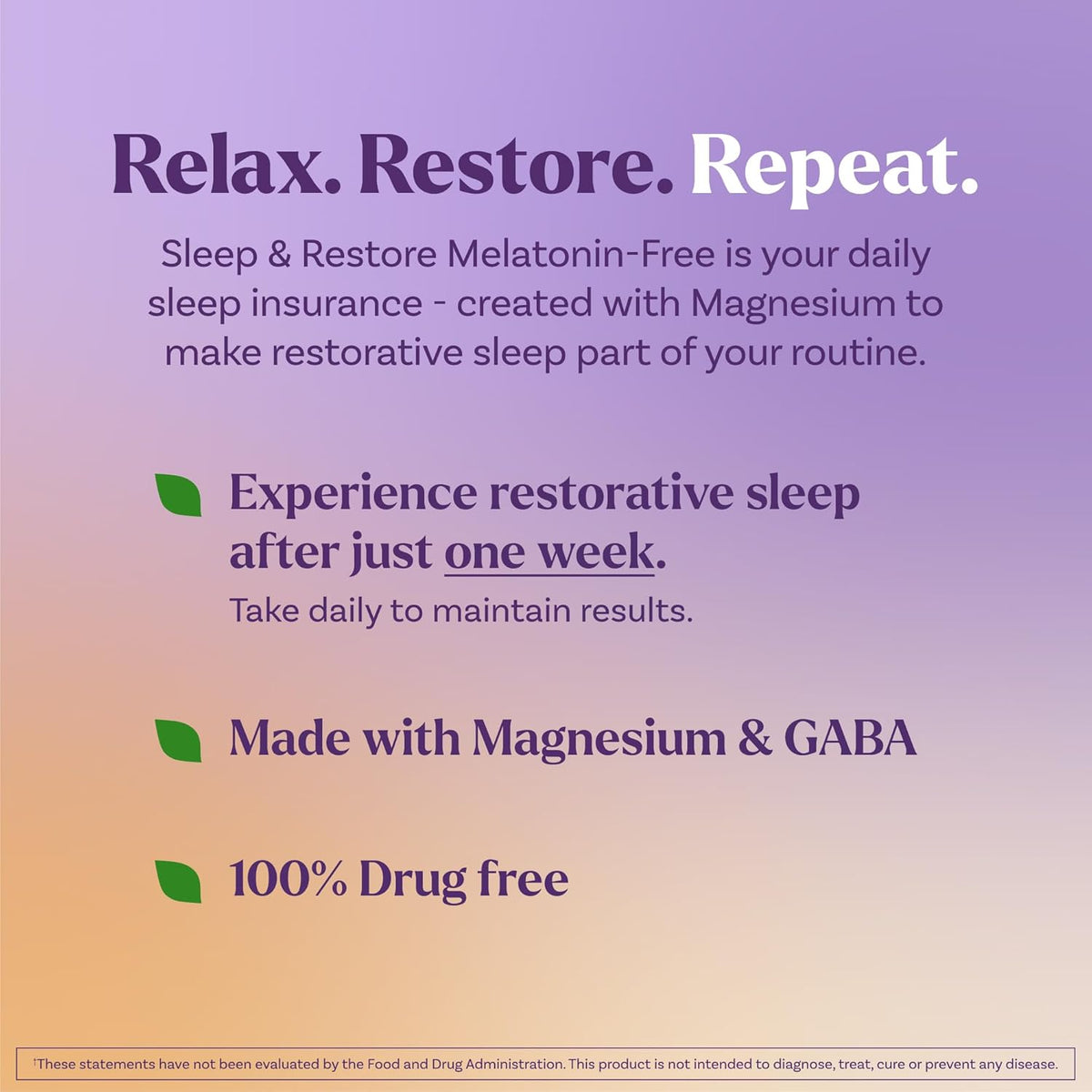 Natrol Sleep & Restore Magnesium Glycinate Blend Gummies, Cherry, 60 Count | Melatonin-Free, Nightitme Sleep-Aid for Adults, Calm Magnesium Glycinate with GABA, Botanical Blend, 100% Drug-Free