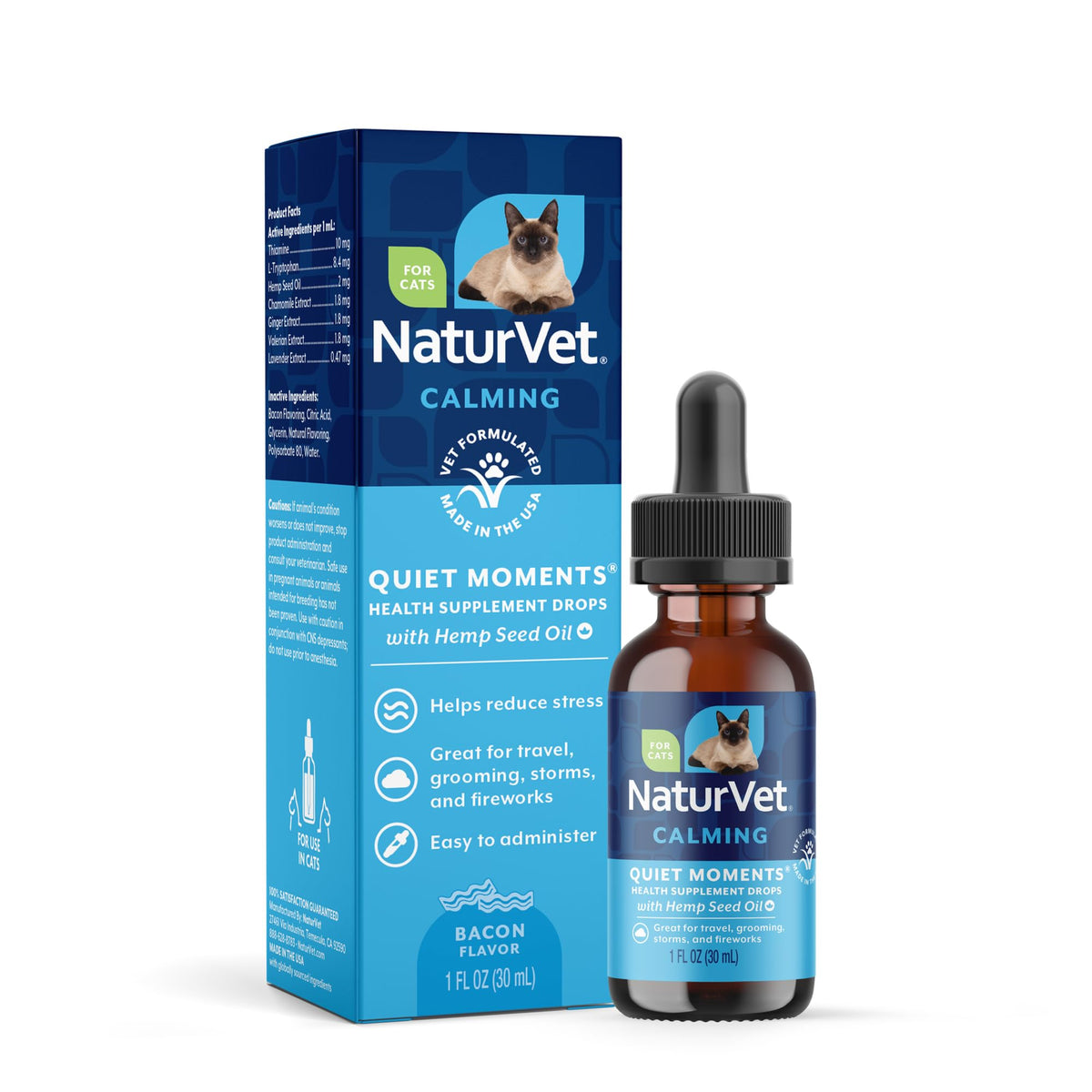 NaturVet –Quiet Moments Calming Aid for Cats Plus Melatonin – 60 Soft Chews – Helps Reduce Stress & Promote Relaxation – Great for Storms, Fireworks, Travel & Grooming