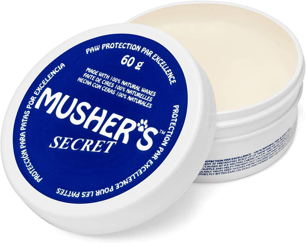 Musher's Secret Dog Paw Wax 60g – Lick Safe Moisturizer for Cracked Pads – Nose & Paw Care Balm – Helps Protect from Hot Pavement & Snow with Vitamin E