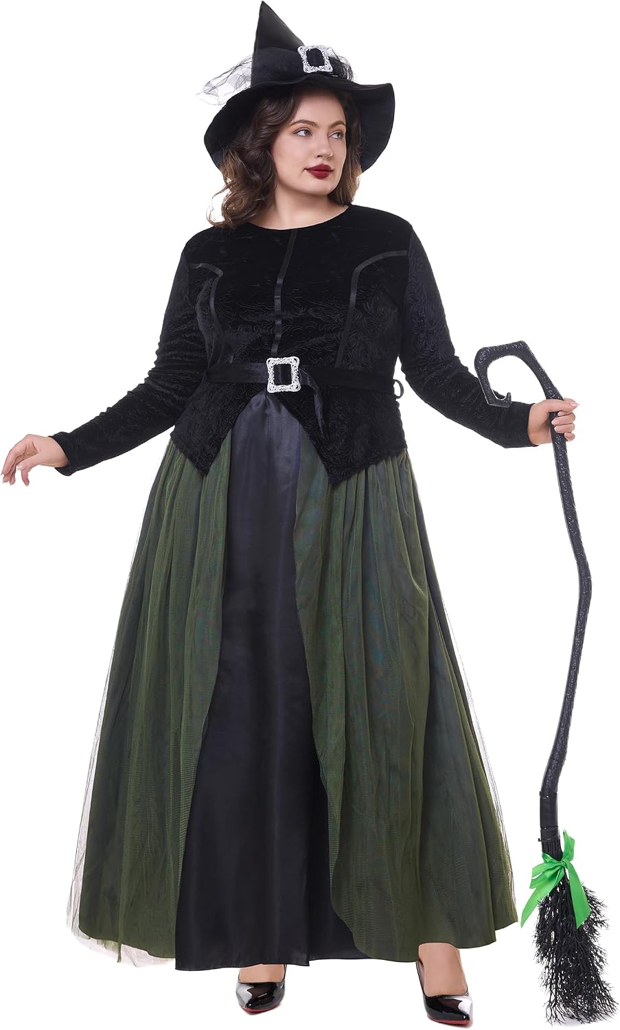 Funna Witch Costume for Women Halloween Dress up Cosplay with Hat