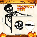Yaocom 11.8" x 11.8" Metal Halloween Door Topper, Black Skeleton Sign