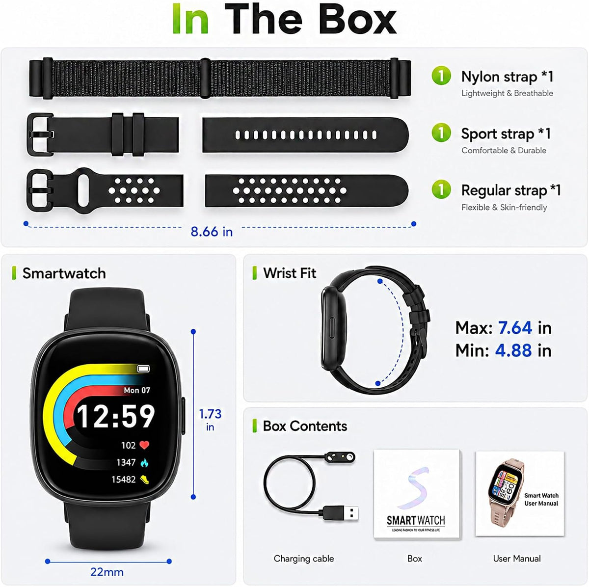 Smart Watch for Men/Women, Fitness Tracker with 120+ Sport Modes
