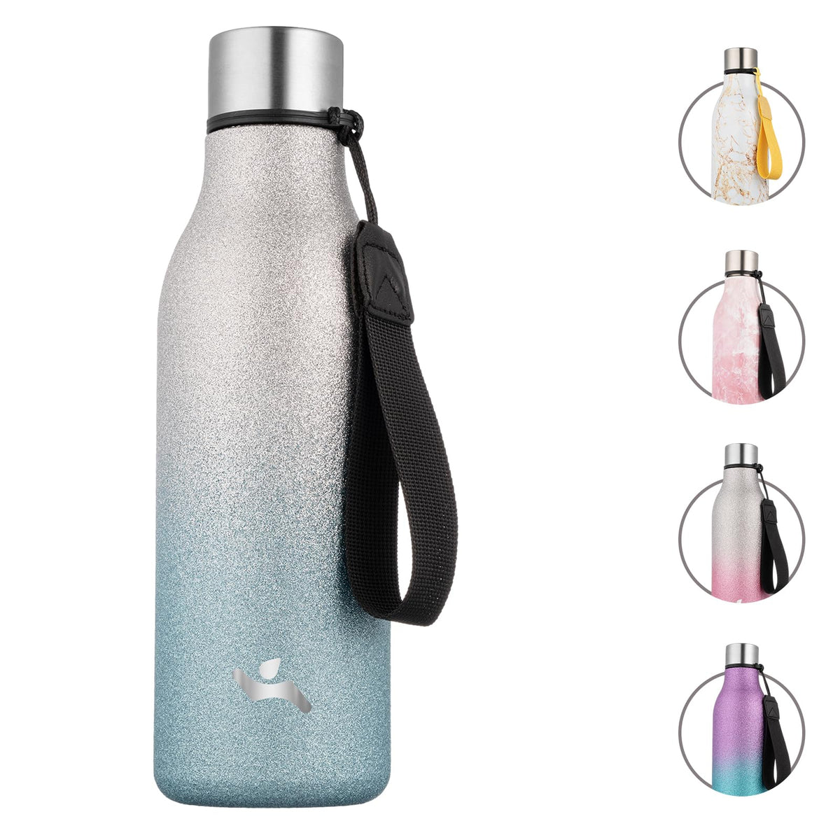 Konokyo Insulated Water Bottle with Strap,18 oz Double Wall Stainless Steel Vacuum Bottles Metal Water Flask,Macaron Green