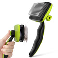 Pecute Skin Friendly Self-Cleaning Slicker Brush for Dog & Cat Shedding Season, Lightweight Undercoat Hair Removal Dog Brush Cat Brush for White-Coated, Long, Thick & Double-Coated Large Dogs