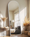 Arched Full Length Mirror with Stand, Black Floor Mirror | Aluminium alloy frame with HD float glass for distortion-free reflection. Free standing or wall mounted.