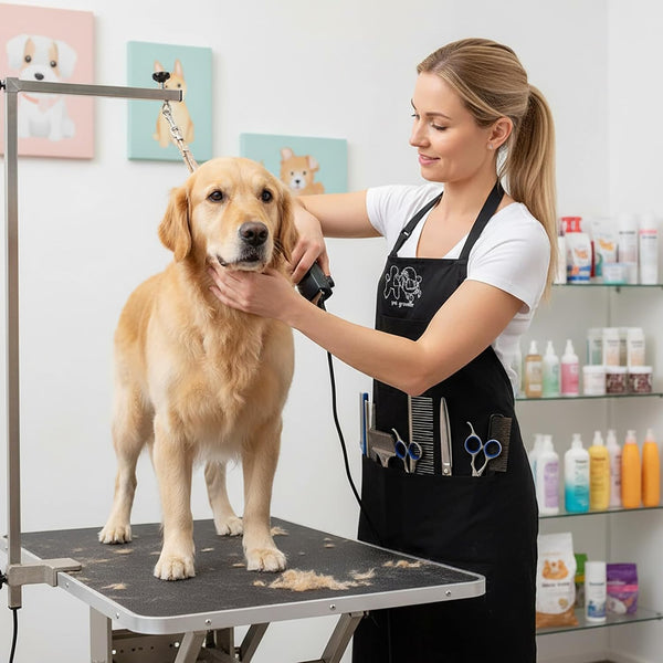 Gliitatu Dog Grooming Apron Smock Waterproof Apron for Dog Groomer Hair Resistant Barber Apron for Salon (1 Pack)