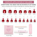 Glamnetic Press On Toenails - Natural Fake Nails | Cherry Red Chrome Press On Toenails, Salon Quality Press On Nails Kit with Glue | Cherry Glaze - 32 Nail Set in 16 Sizes