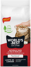 World's Best Cat Litter, Multiple Cat, Unscented, Lasts 2X Longer, 8 lb Bag | Controls tough multi-cat odors and lasts 2x longer; natural corn litter, quick clumping, flushable, 99% dust free