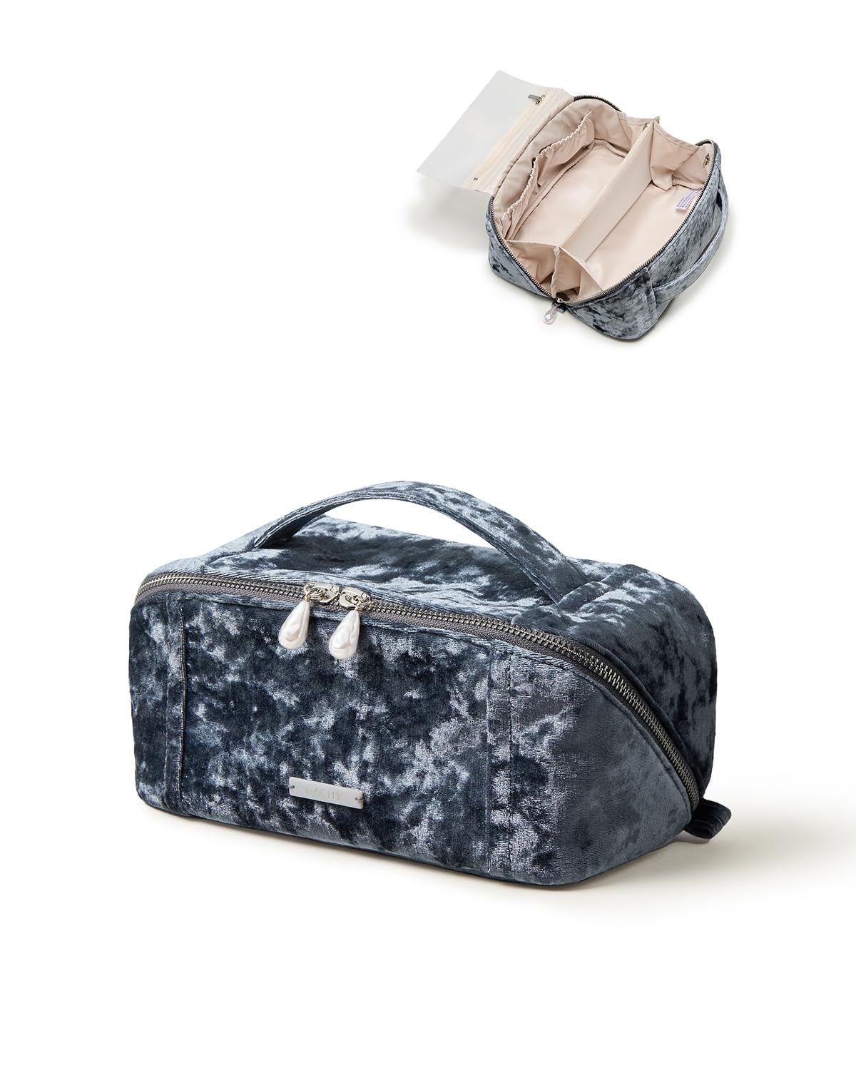 EACHY Travel Makeup Bag, Large Capacity Cosmetic Bag for Women, Waterproof PU Leather, Flat Open Portable Toiletry Bag for Skincare, Brushes & Travel Essentials