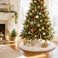 YEAHOME Christmas Tree Skirt, 48 Inch White Soft Faux Fur Tree Skirts Plush Christmas Decorations, White Ornaments Christmas Tree Skirts Xmas Decorations Indoor Holiday Party Decor