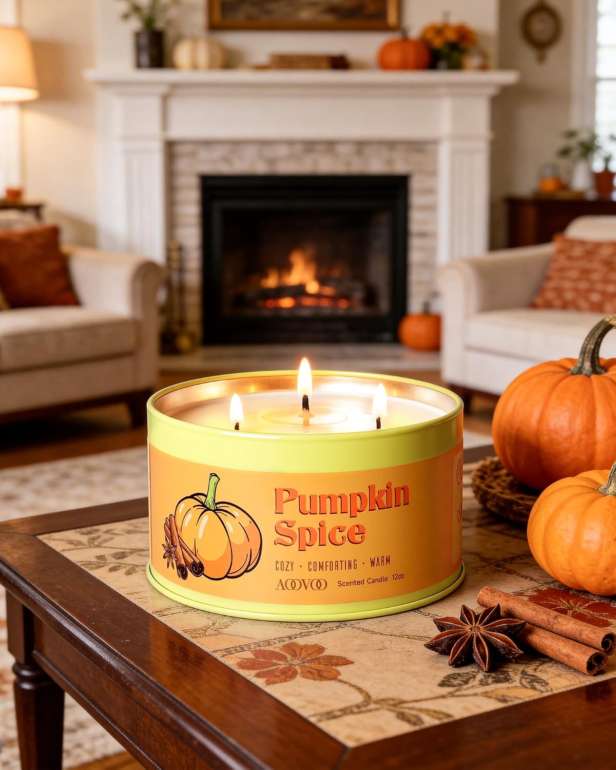 AOOVOO Pumpkin Spice Candle - 12oz Fall Candles for Home Scented Decor