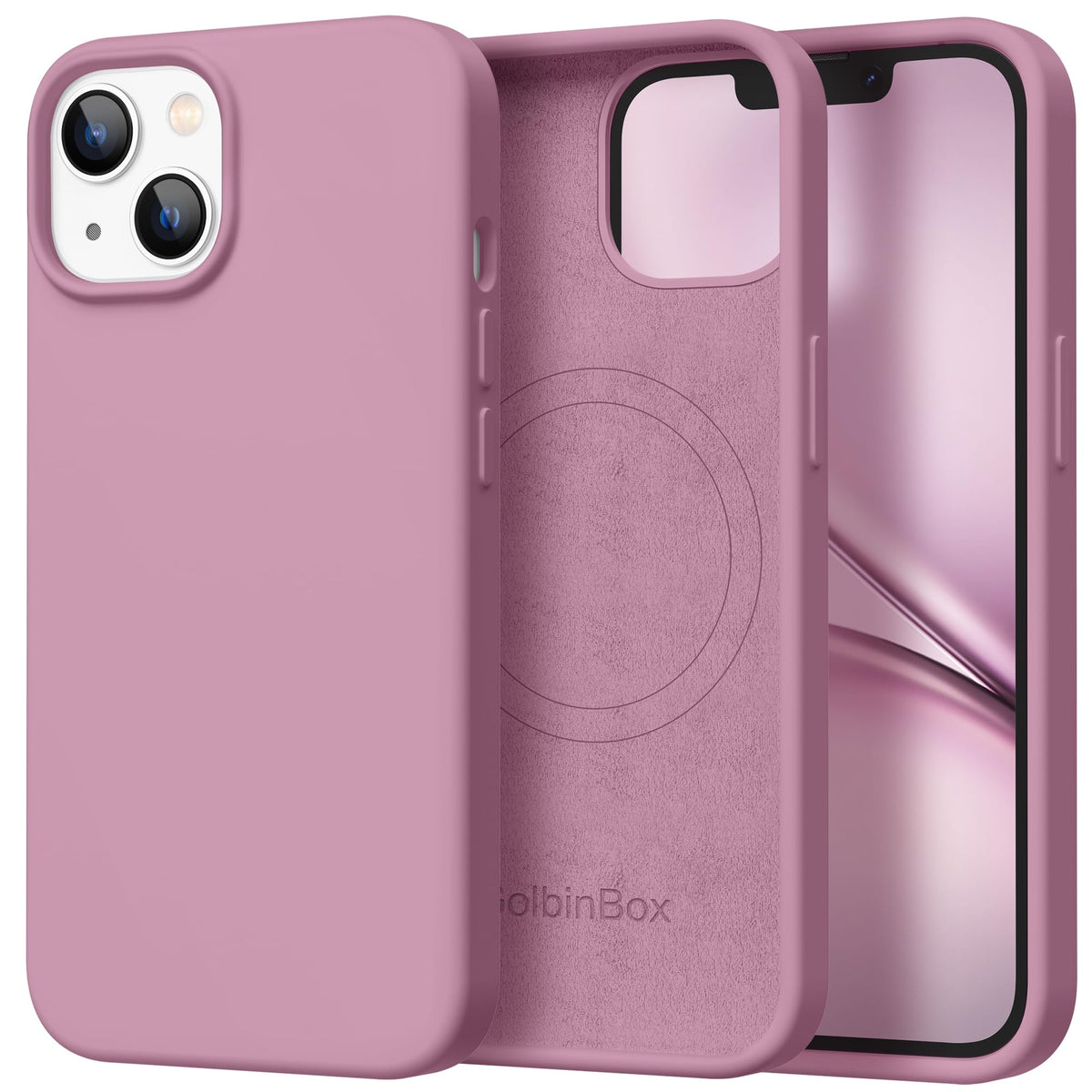 GolbinBox Magnetic for iPhone 16 Pro Max Case, Silicone Cover, Chalk Pink