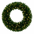 36in Large Pre-Lit Christmas Wreath with Bow, Artificial Greenery