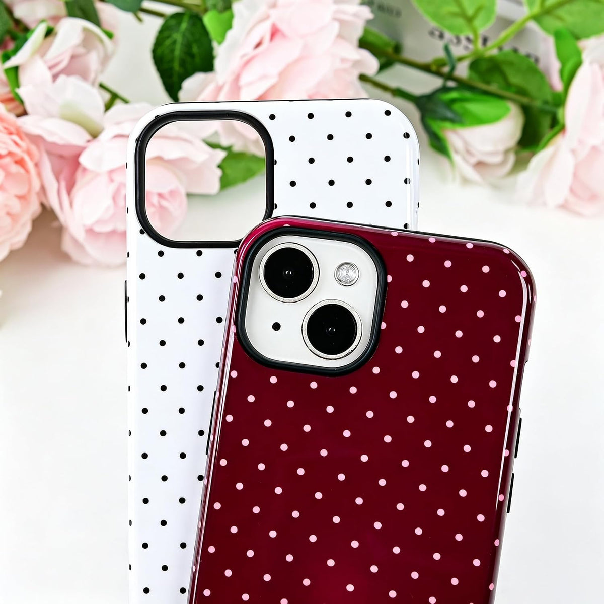 Polka Dot Pattern Phone Case for iPhone 13/14 6.1", Wine