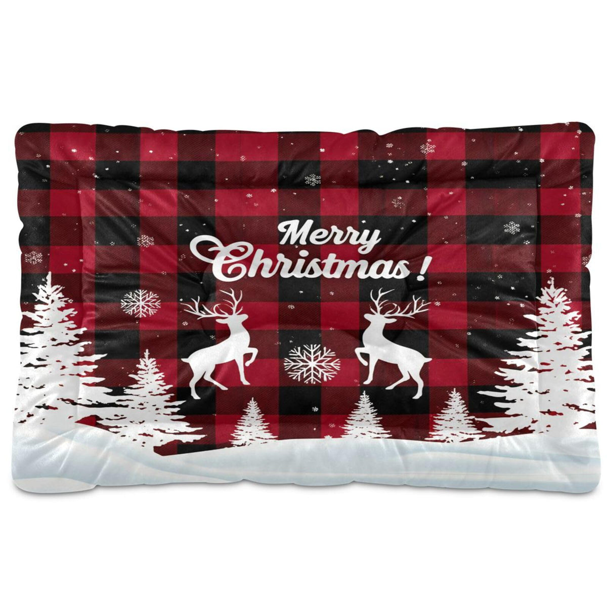 Christmas Patch Pet Bed Pad Soft Dog Bed Mat with Anti-Slip Bottom, Machine Washable Crate Pad Mattress for Dog Sleeping- 24 * 18inches