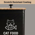 Cat Food Container with Scoop 5-7 lb (25 Cup), with Airtight Bamboo Lid | Cat Kibble Canister with Metal Scoop, 25 Cups, Chew Proof Iron Body, Powder Coated, Airtight Bamboo Lid, Sturdy Metal Handle