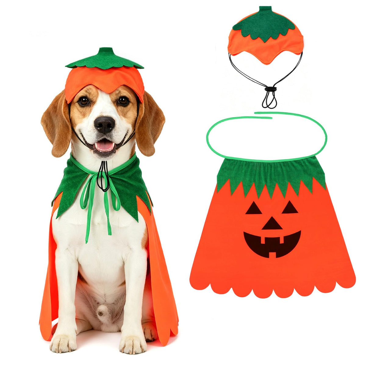 Rypet Dog Pumpkin Costume, Halloween Cape & Hat for Large X-Large Dogs, XL