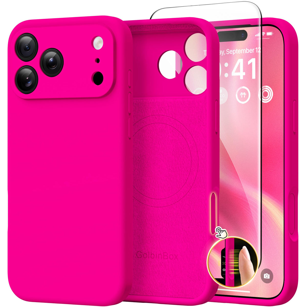 GolbinBox Magnetic for iPhone 16 Pro Max Case, Silicone Cover, Chalk Pink