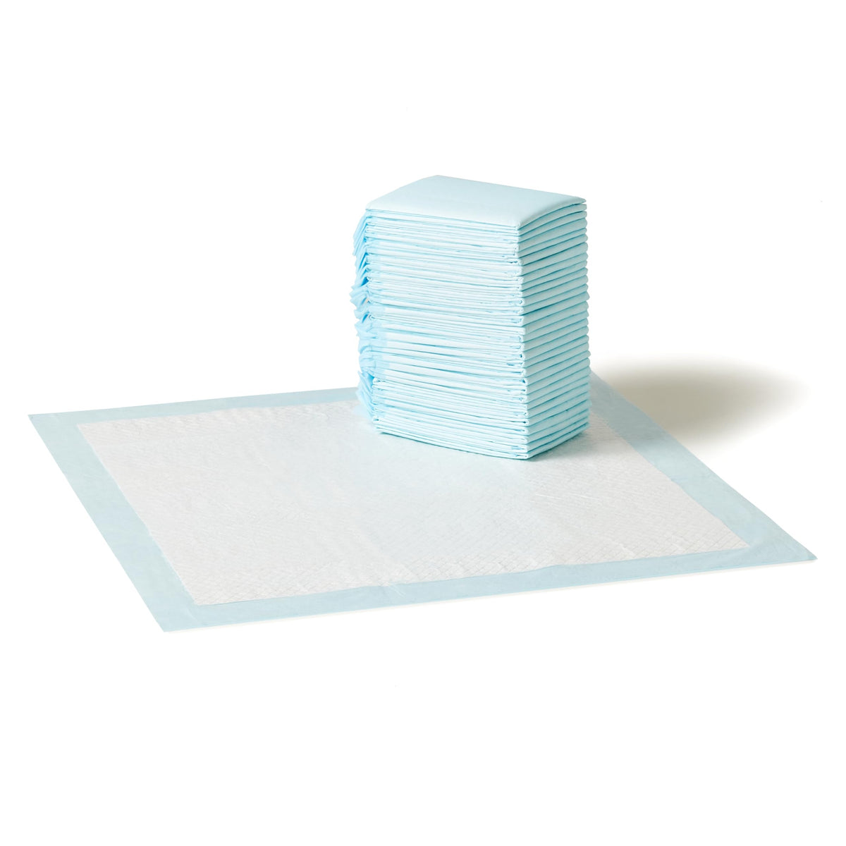 Amazon Basics Leak-Proof Dog and Puppy Potty Training Pee Pads with Quick-Dry 5-Layer Super Absorbent Surface for Dog Training, Floor Protection, Regular Size 22x22", Blue & White, 50 Count