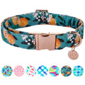 Fall Plaid Dog Collar with Maple Leaf Charm – Adjustable Autumn Checkered Dog Collar for Small Medium Large Dogs, Soft Cotton Puppy Collars with Quick Release Buckle and Metal D-Ring