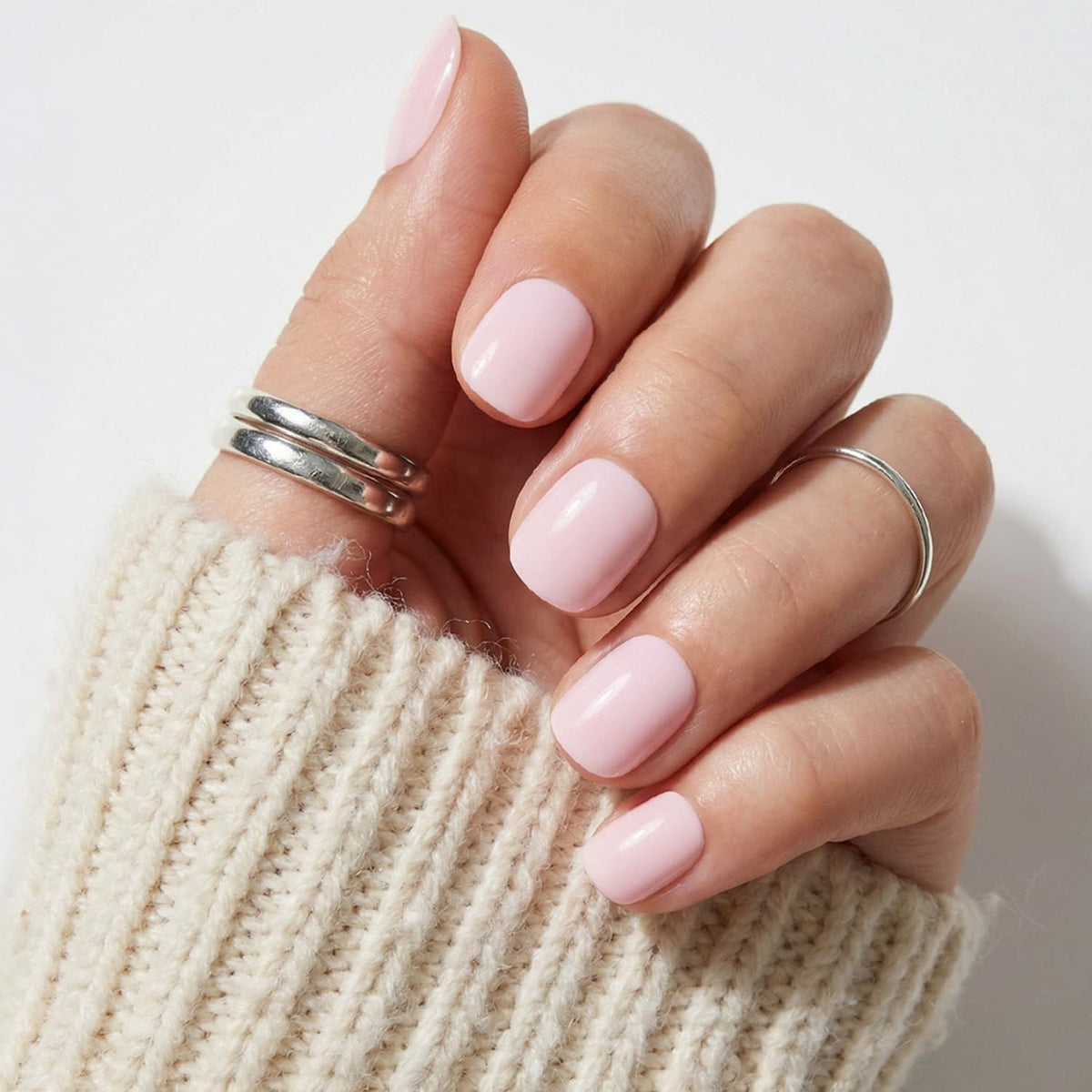 Glamnetic Press On Nails - Short Round, Glossy Fake Nails 30 Pc Full Kit | Neutral press on nails, 12 sizes. Everyday glue-on set. Waterproof, chip-resistant, up to 2 weeks wear